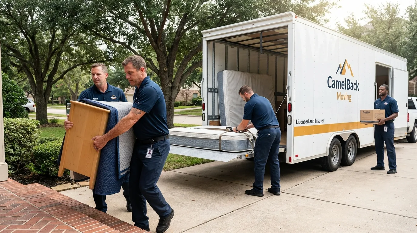 Crew loading residential truck for cross-state move from Nottingham, NH